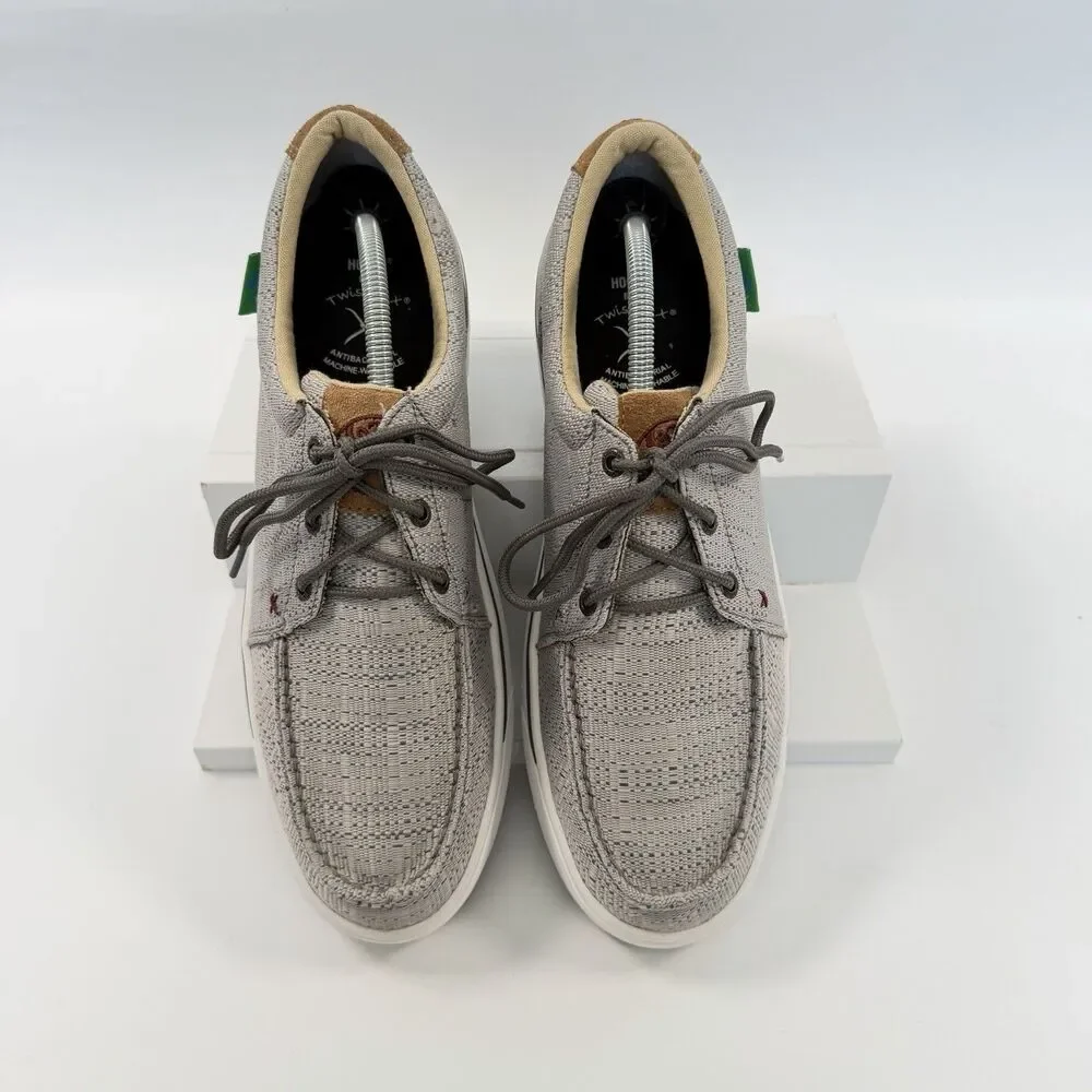 Twisted X Hooey Loper Casual Shoes Mens Gray Woven Boat Sneakers Size 10.5 M